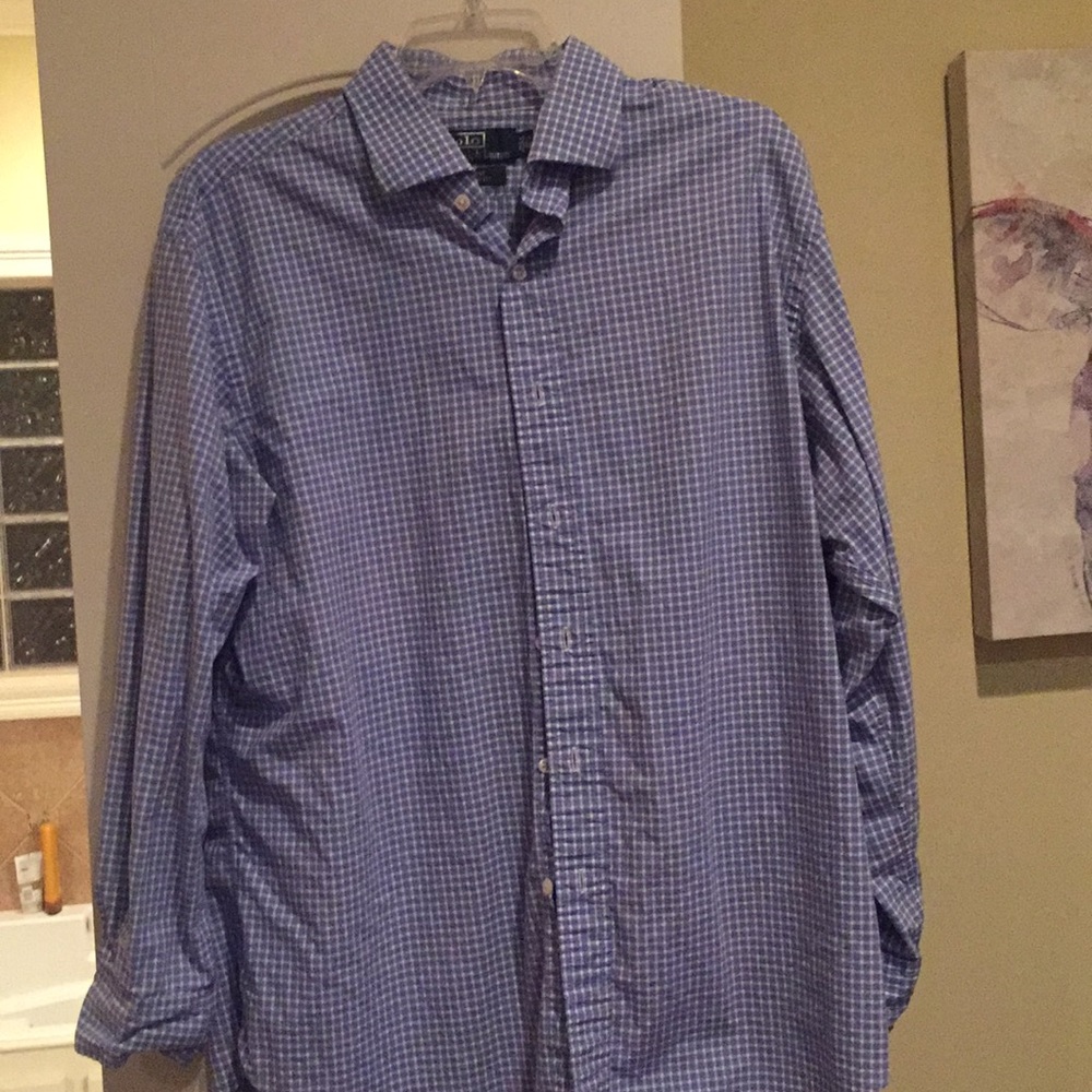 Polo blue checkered button down. Size large